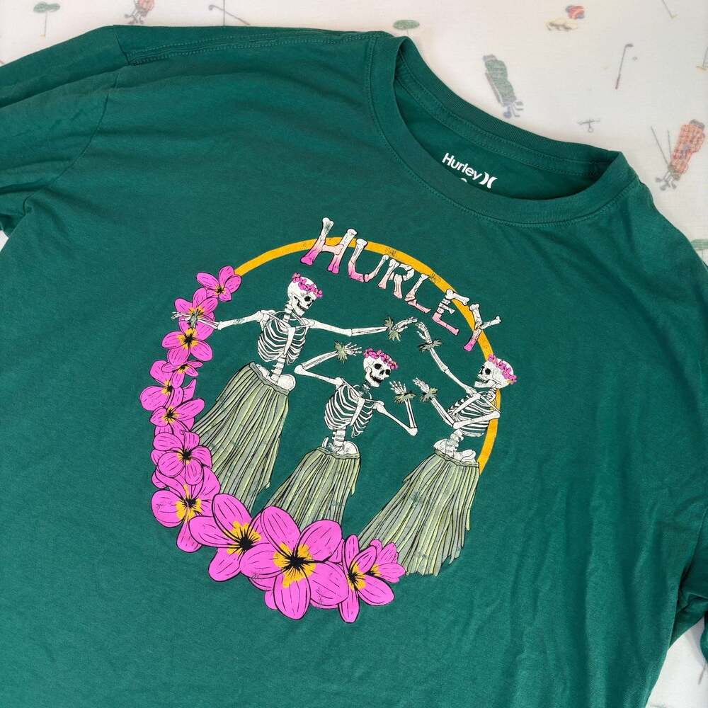 Hurley Green Skeleton Hula Long Sleeve T-Shirt